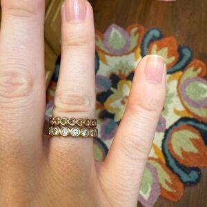 Gold Heart and Crystal Ring Set